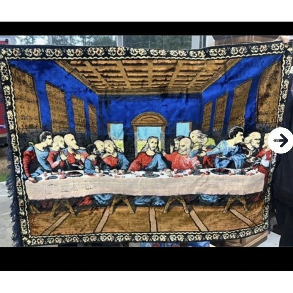 VTG The Last‎ Supper Woven Wall Tapestry Rug Religious Christian Art 68
